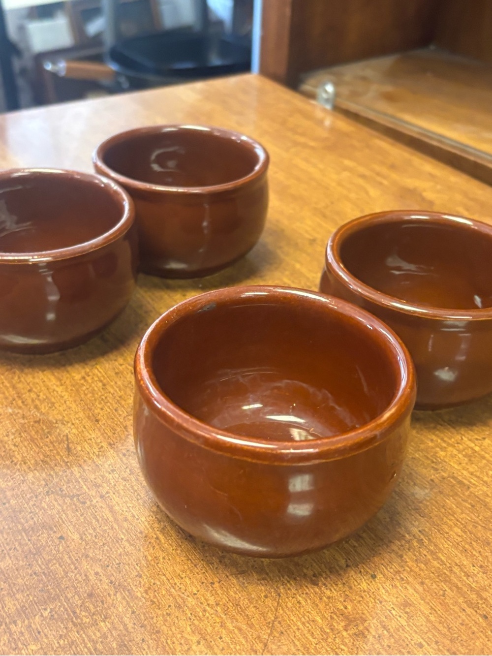 Vintage Watt ovenware glazed stoneware bean bowls-set of 4